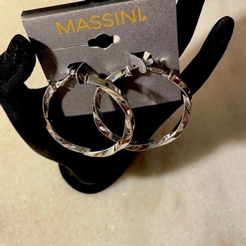 Massini Silver Tone Hoop Earrings